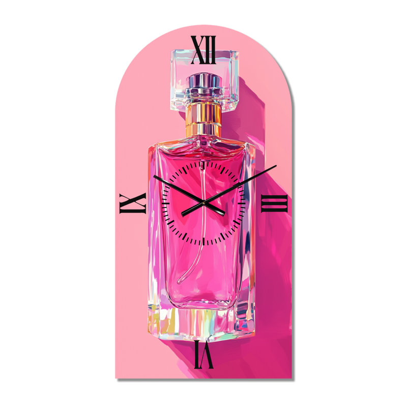 Horloge murale Crystal Perfume Pop I - Art Déco rose en forme d'arche, H 39 po x l 19 po - Arche