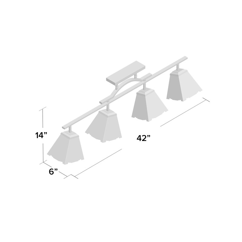 Amerski 42'' 4 -Light Fixed Track Track Kit with Dimmable and Adjustable Head
