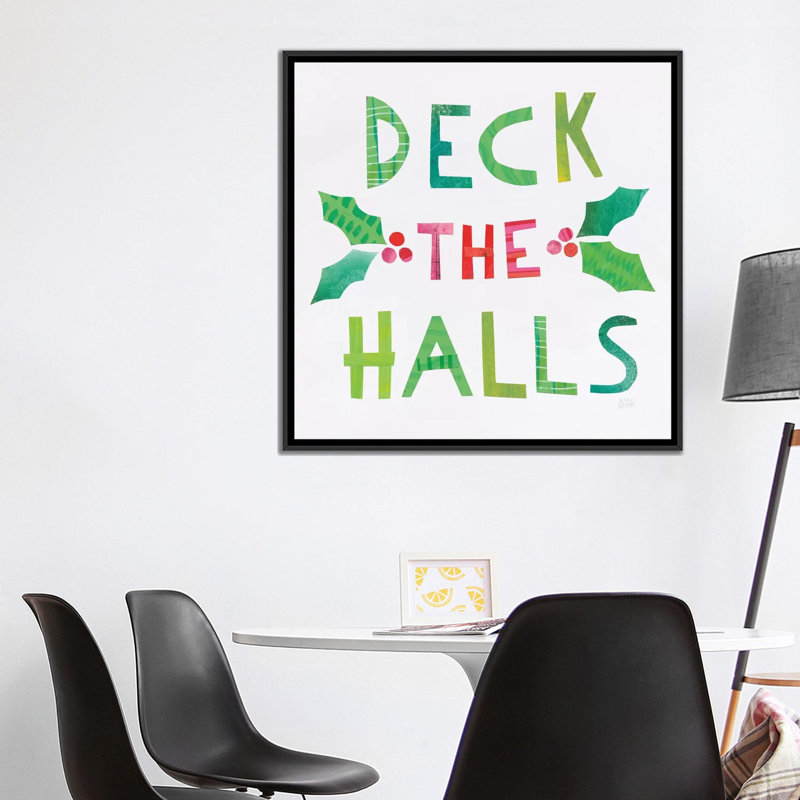 « christmas collage ii », art textuel sur toile, H 18 po x l 18 po x P 1,5 po, Toile avec cadre noir, Pas de tapis