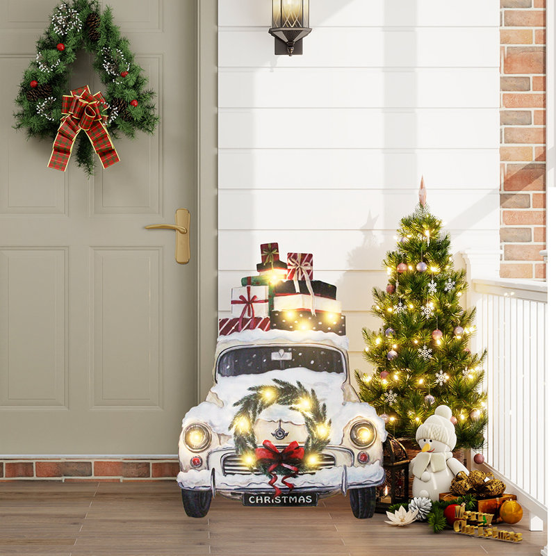 Enseigne de Noël pré-éclairée 26 pouces - camion blanc