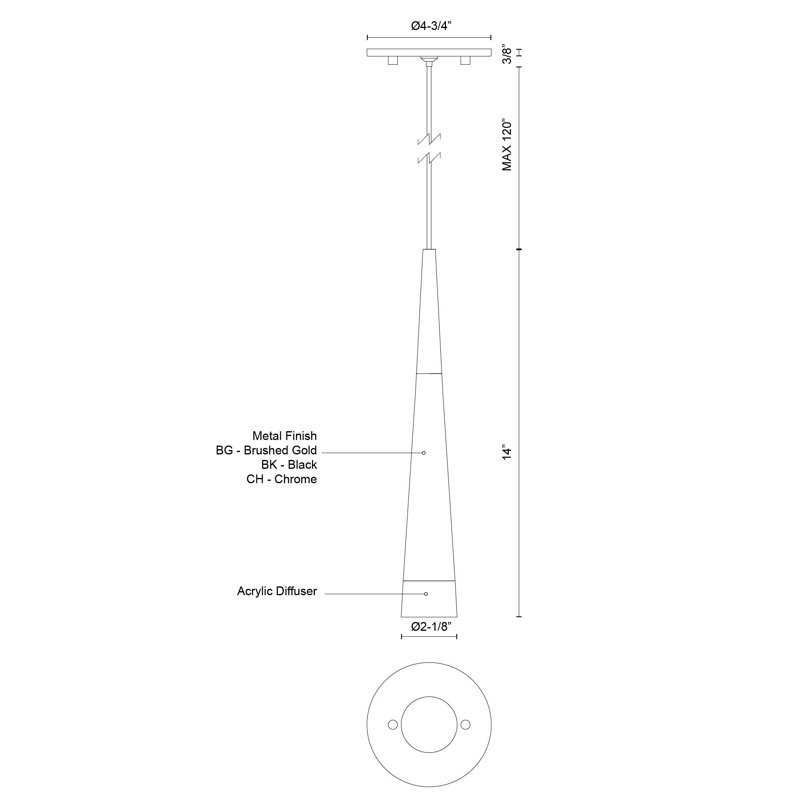 Ultra 1 - Light LED Pendant, Chrome, Chrome/White