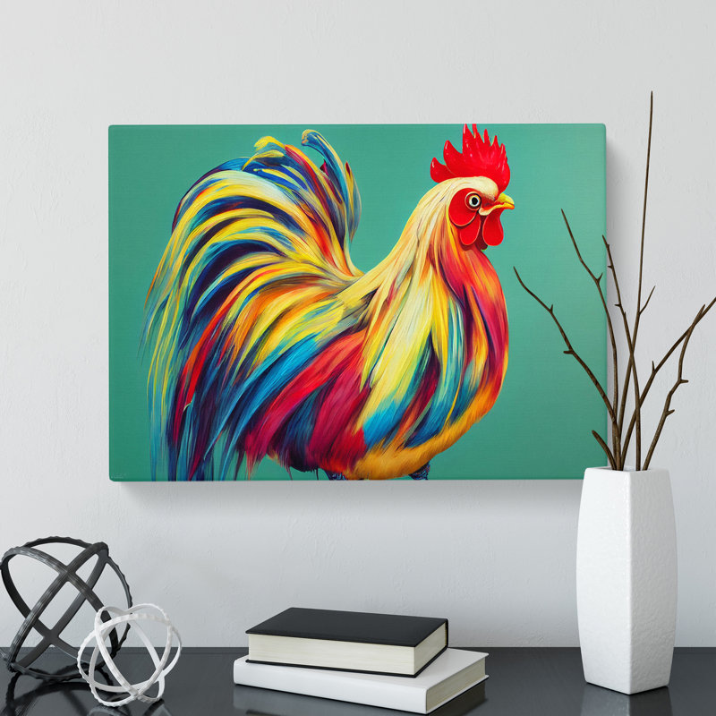 Colourful Rooster Vol.1 - Wrapped Canvas, 35cm H x 50cm W x 3cm D