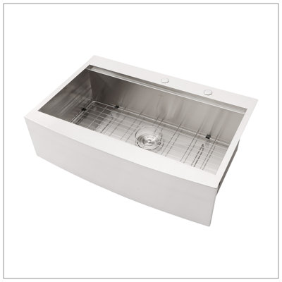 33X22x10"Farmhouse Apron Single Bowl Stainless Steel Kitchen Sink With Workstation