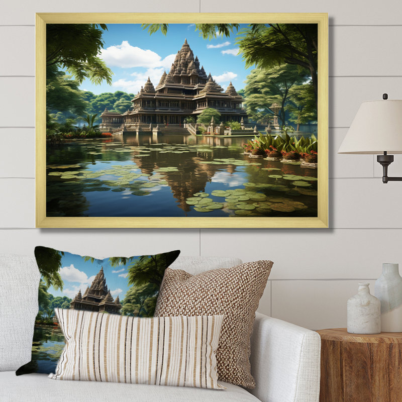 " Indian Art Temple Serenity I ", H 24 po x l 32 po x P 1 po, Cadre doré à une seule photo