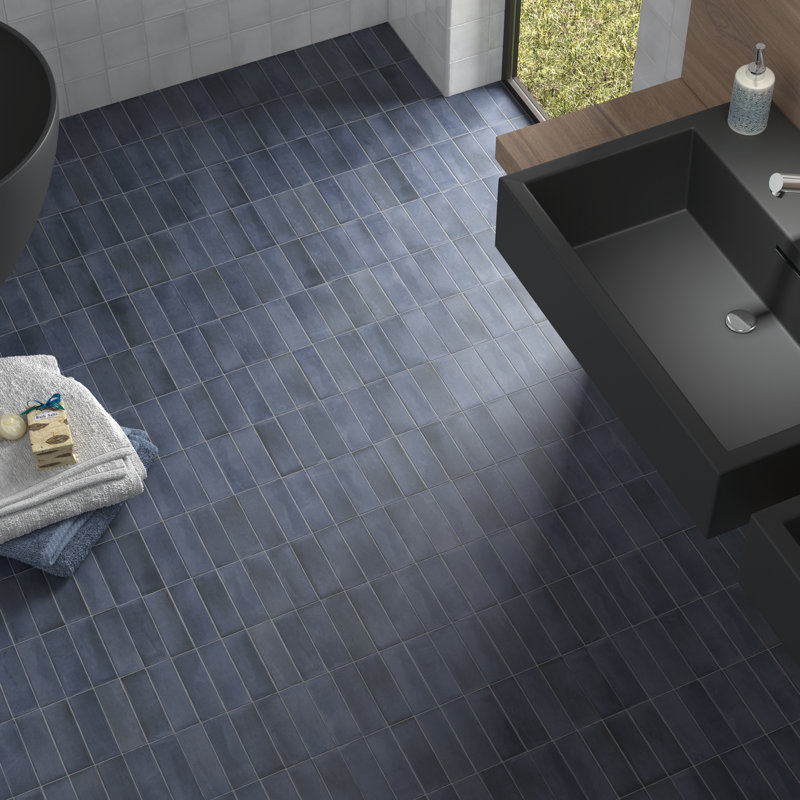 Coco 2" x 6" Porcelain Brick Look Subway Wall & Floor Tile, Blue Night