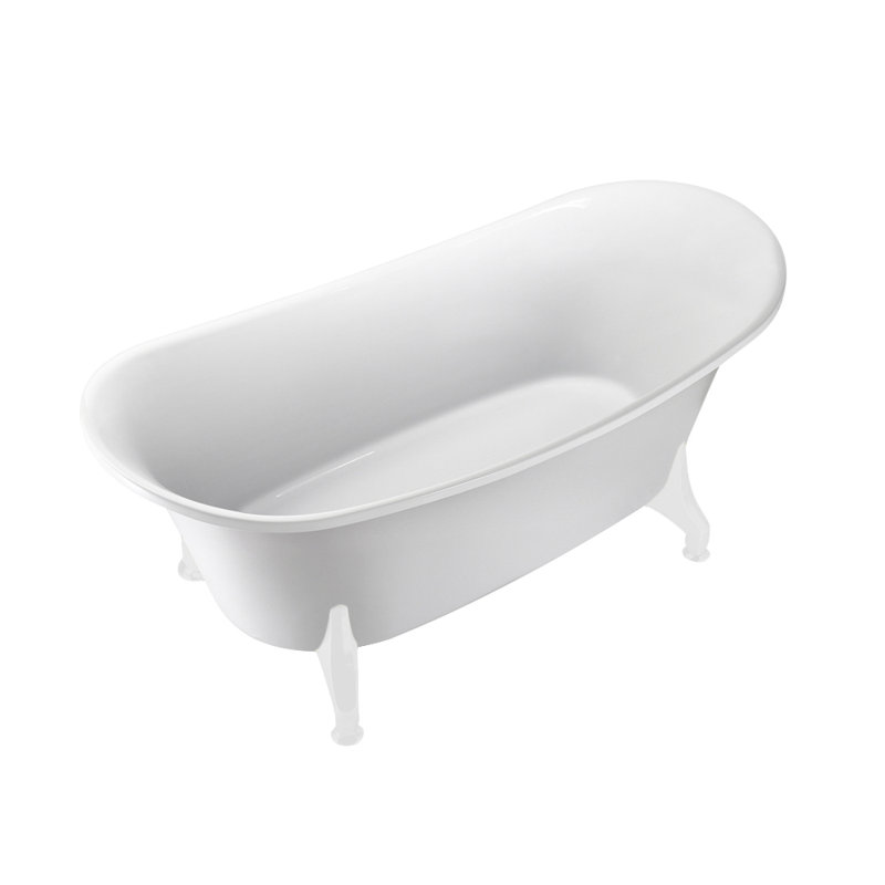Baignoire de trempage sur pattes 67 "avec drain, pattes et plateau en bambou 67" Streamline, Rose mat, Bronze brossé
