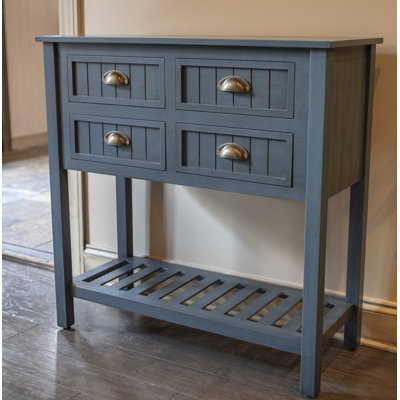 4-Drawer Wood Console Table with Shelf