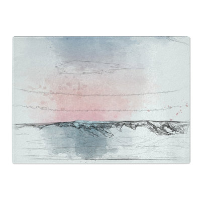 Tempered Glass Sunset over the Mountains Chopping Board