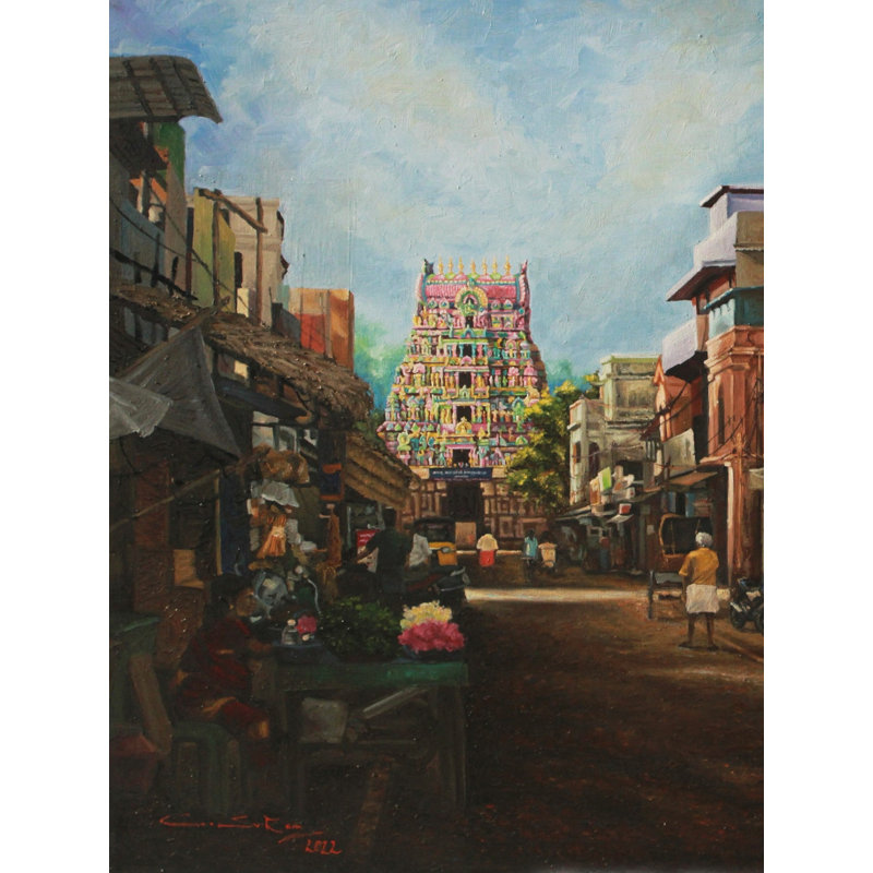 Thirukudanthai Front View Landscape | Oil On Canvas | Wall Décor
