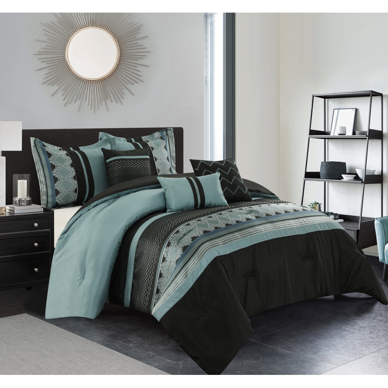 Ensemble d'édredon en microfibre 6 pièces Evander, Édredon de très grande taille et 5 pièces suppl