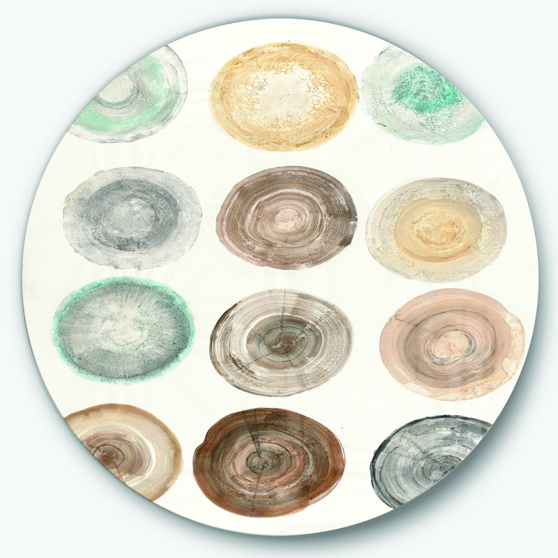 " Geometric Cream Circles " Painting Print, 11" H x 11" W