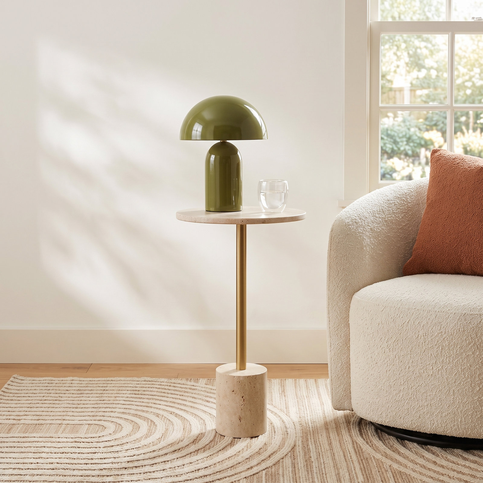 Arhna Genuine Marble End Table, 10"W x 26"H x10"L 