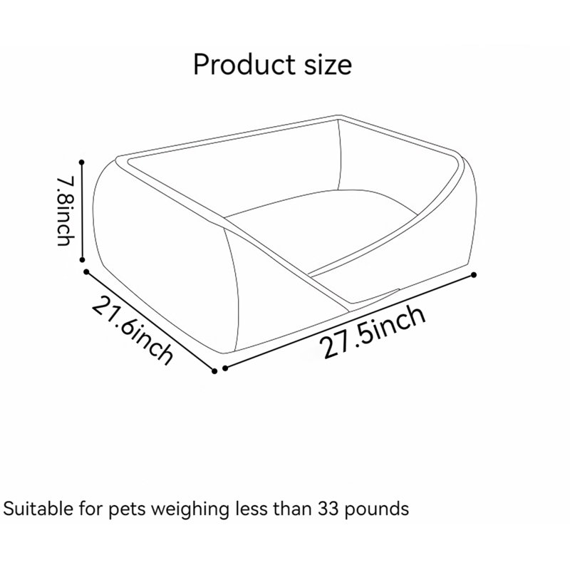 Frantzy Cotton Pet Bed, 7.8" H x 27.5" W x 21.6" D
