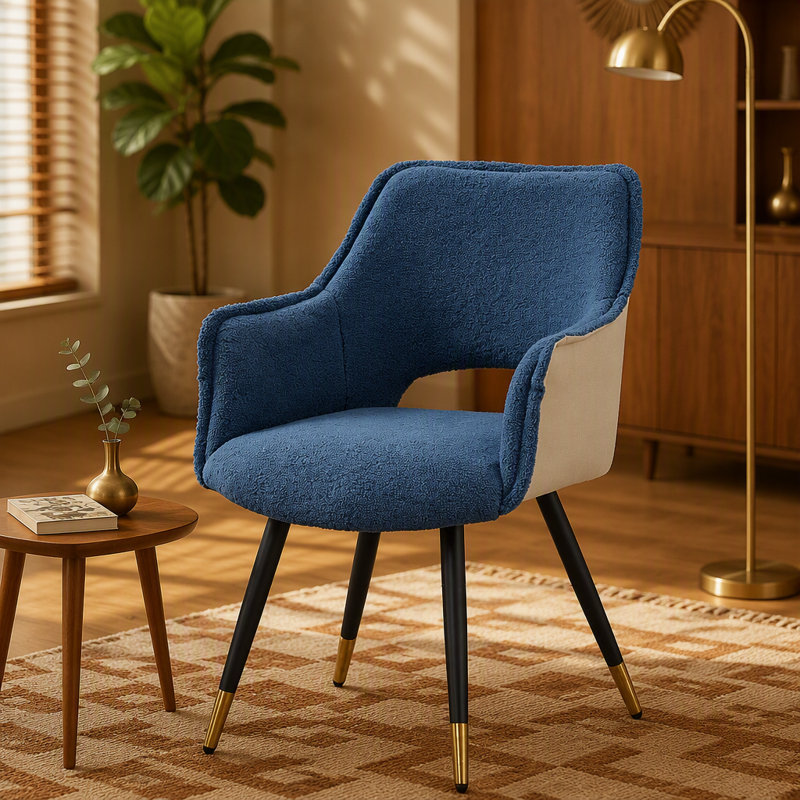 Ensemble de 2 fauteuils d'appoint en tissu bleu, 23 po x 23 po x 34 po