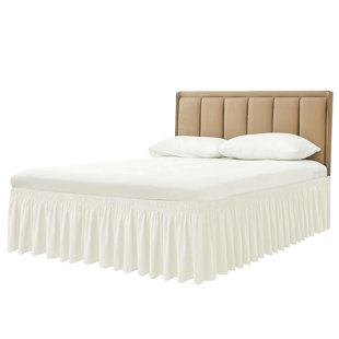 Wrap Around Bed Skirt Three Fabric Sides Elastic Dust Ruffled 16 Inch Tailored Drop