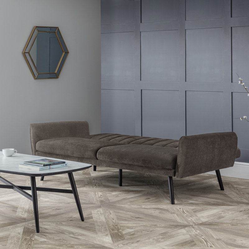 Fortier 3 Seater Velvet Sofa Bed, Grey