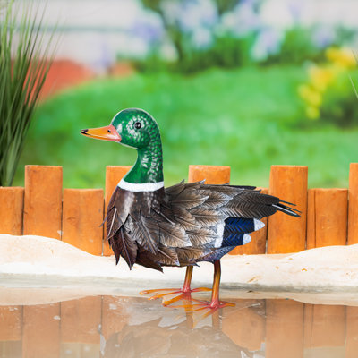 Statue de jardin en métal Mallard Dose, 12,5 po