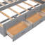 Lit plateforme double avec lit gigogne, tiroirs et prises USB