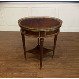 Round Mahogany End Table with Brass Gallery