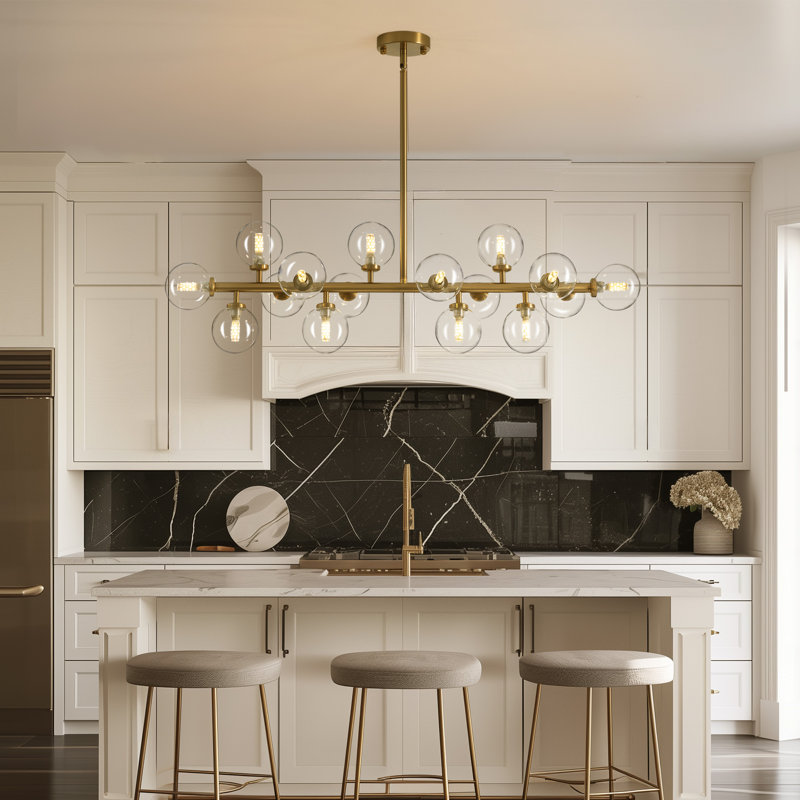 Jewellia 39.4" W 16-Light Iron Dimmable Sputnik Chandelier with 
Glass Shades