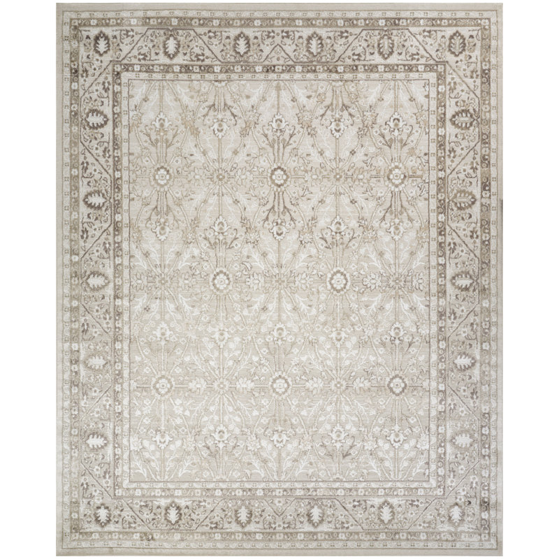 Lafever 7'10" x 9'10" Ivory Brown Vintage Indoor Rug, Rectangle 7'10'' x 9'10''