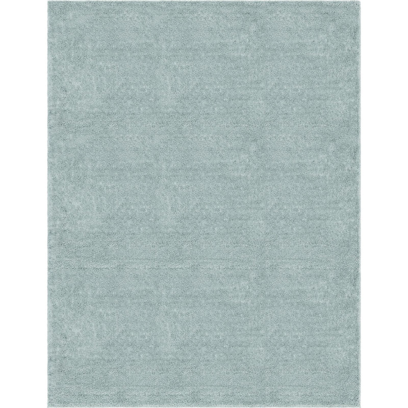 Tapis à poils longs en polypropylène tissé à la machine en vert sauge Fragos, Rectangle 9 pi 10 po x 13 pi