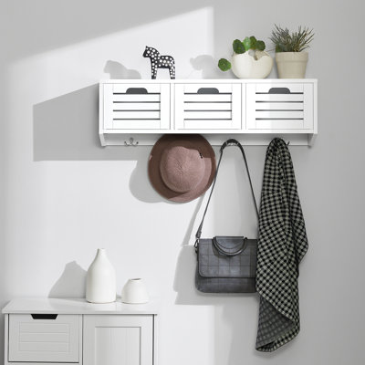 Segars Engineered Wood Wall Storage 4 - Hook Wall Mounted Coat Rack