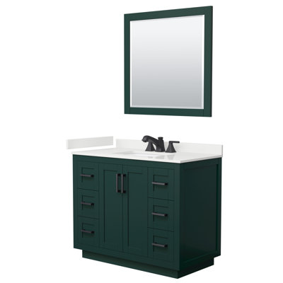 Ensemble de meuble-lavabo simple autoportant 42 po avec plateau en quartz Miranda