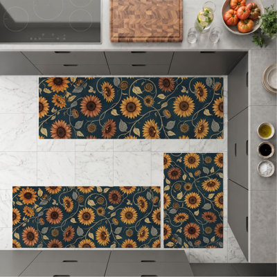 Tapis de cuisine tournesol antidérapant lavable