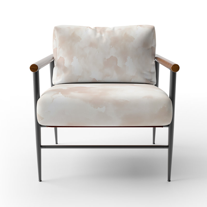 Chaise d'appoint abstraite - Fauteuil beige avec brume beige, Accoudoirs ronds