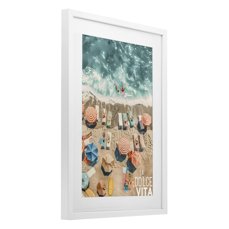 La Dolce Vita, reproduction aérienne sous verre encadrée, design par LSR Design Studio, H 23 po x l 17 po, Cadre blanc côtier