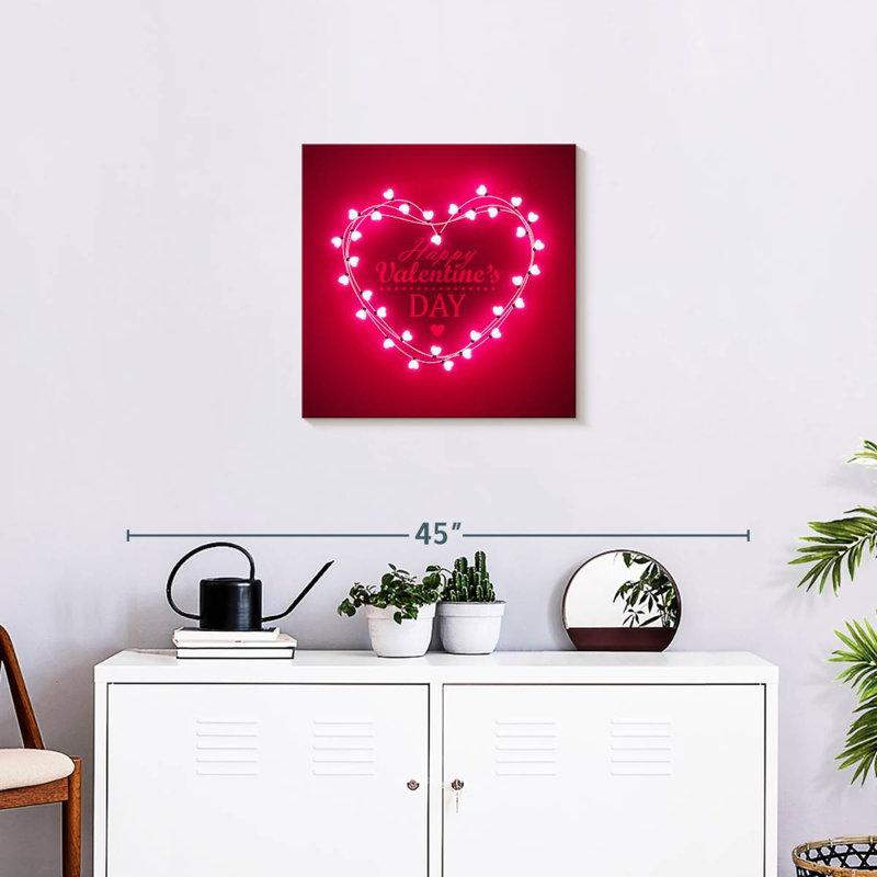 Lumières du cœur de la Saint-Valentin Lelend, H 20 po x l 20 po