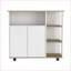Îlot de cuisine avec roulettes verrouillables, 1 armoire, 4 tablettes ouvertes - Chêne clair / ivoire | Chêne clair | Panneau de particules