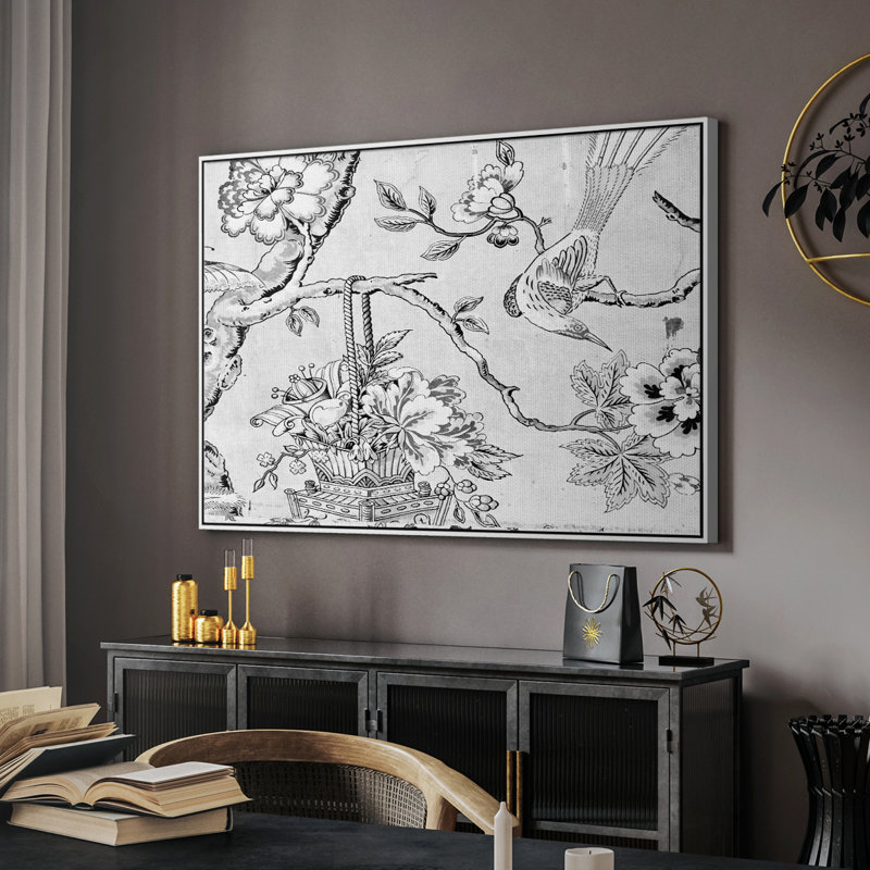 Rétro abstrait - XIXème, Toile encadrée flottée blanche, H 17 po x l 25 po x P 2 po