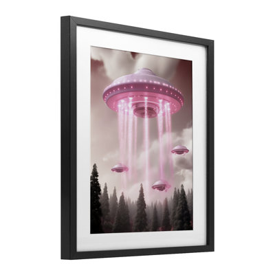 OVNI Glam avec poutres roses, impression sous verre, conception de Sasha