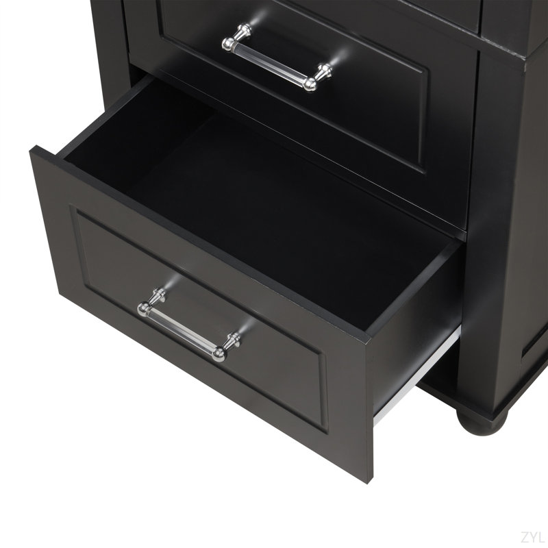 Grande armoire de rangement pour salle de bain, armoire de rangement autoportante avec deux tiroirs et tablette réglable, panneau de fibres à densité moyenne avec finition peinte