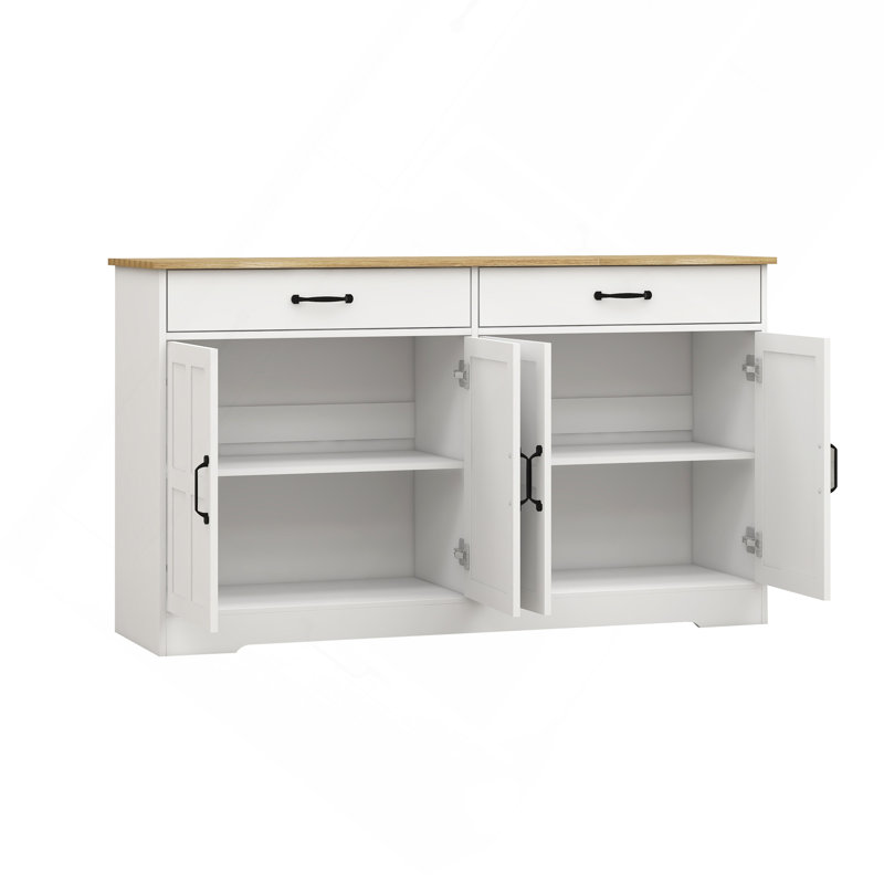 Farmhouse Buffet Cabinet Storage Sideboard With 2 Drawers And 4 Doors For Dining Living Room Kitchen Cupboard