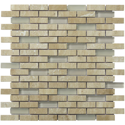 Carrelage mural en mosaïque de travertin 2 "x 0,65" Travertine
