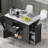 50.7" Modern Kitchen Island With Drop Leaf And Drawers, Rolling Kitchen Island With Tilt Trash Can Cabinet And Pull Out Cabinet Organizer, Wooden Kitchen Cart On Wheels For Kitchen, Dining Room-1940116641