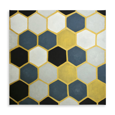 Blue and Gold Cells Tablecloth | Modern Indoor/Outdoor Decor