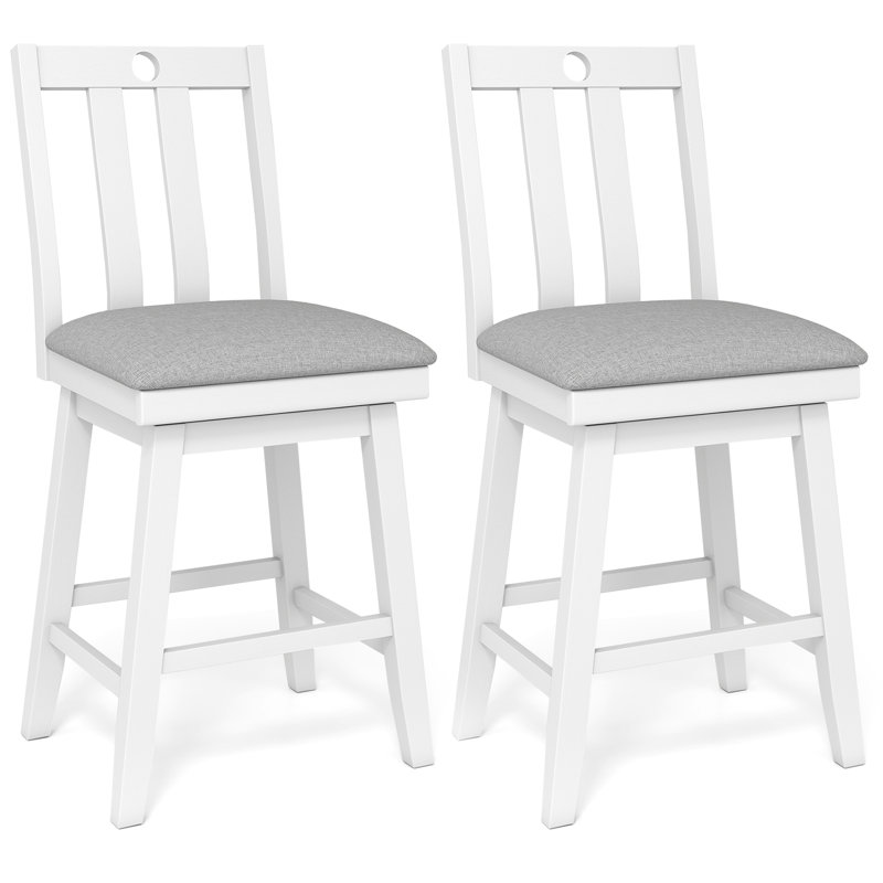 Ensemble de chaises pivotantes à hauteur de comptoir 25 po 25 po avec siège rembourré en bois d'hévéa, 4