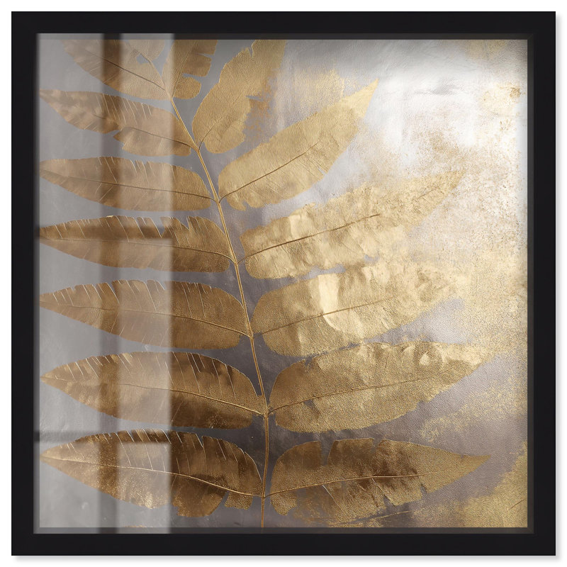 «Golden Canopy (II) Shadowbox Print Elegant Nature Art» par Art Remedy, H 13 po x l 13 po, Noir