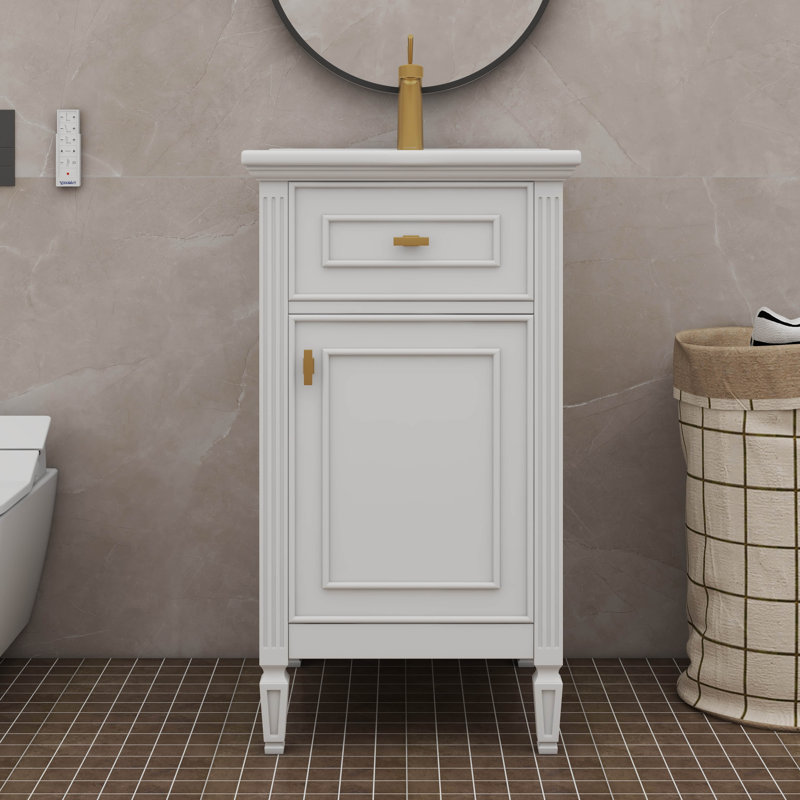 Combo de meuble-lavabo pour salle de bain 20 pouces avec tablette réglable et tiroir de rangement inclinable, Blanc
