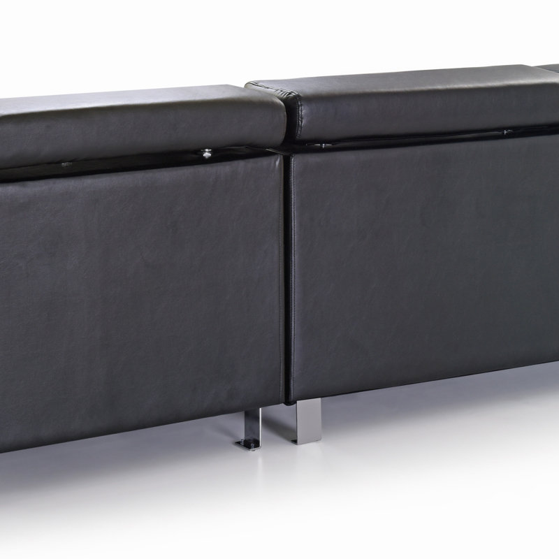 Canapé modulaire longue durée (sans repose-pieds), Similicuir noir