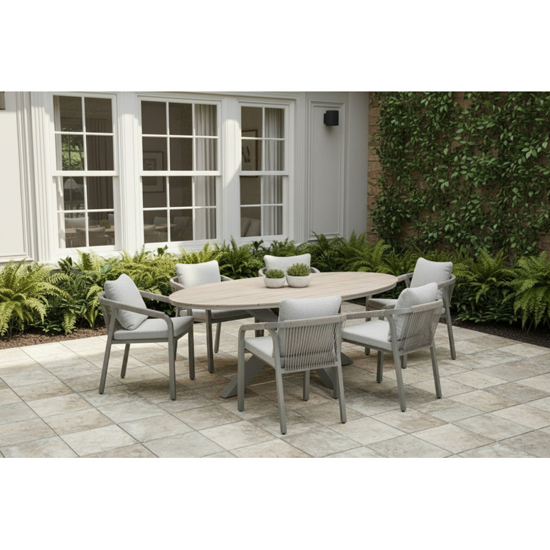 Huntsdale Oval 7 Piece 6 Person 220cm L Outdoor Table Set with Wardsville Dining Chairs
