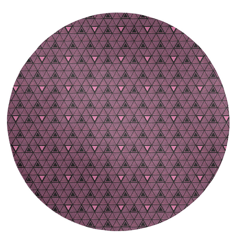 Chenille Geometric Indoor Rug, Round 5'