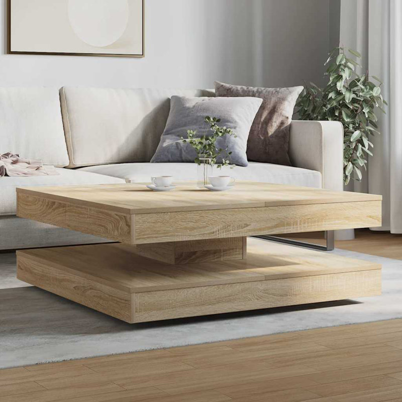 Coffee Table 360-Degree Rotatable 90X90x34.5 Cm, Sonoma Oak
