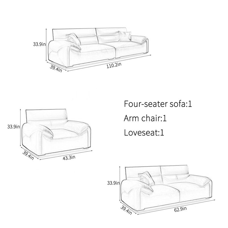Simple elegant comfortable office sofa set