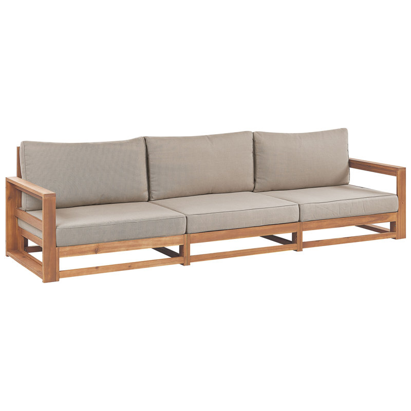TIMOR 269cm Wide Rectangle Wood Patio Sofa with Cushions