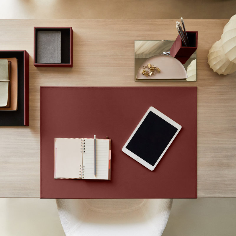 Avyay Leather Desk Pad, Burgundy Red